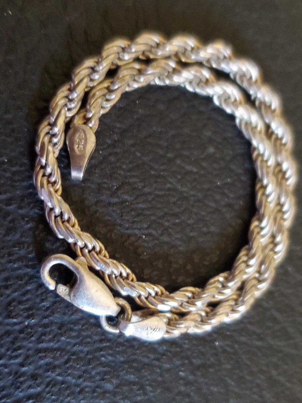 Mens Sterling Silver Bracelet Vintage Sterling Silver Rope Bracelet 8" L